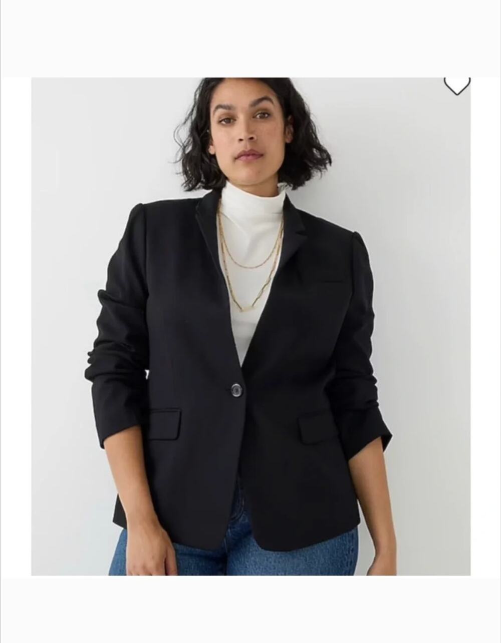 J Crew Regent Single Button Blazer 10 10T Tall Navy Blue Wool Flannel B0328